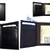 Lot of 4 New Men's black leather trifold wallet 1 ID window 6 card 2 bill slots