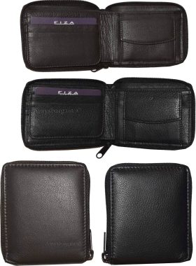 Lot of 4 Zip around FIZA NY leather men's wallet Bi-fold wallet change purse BN