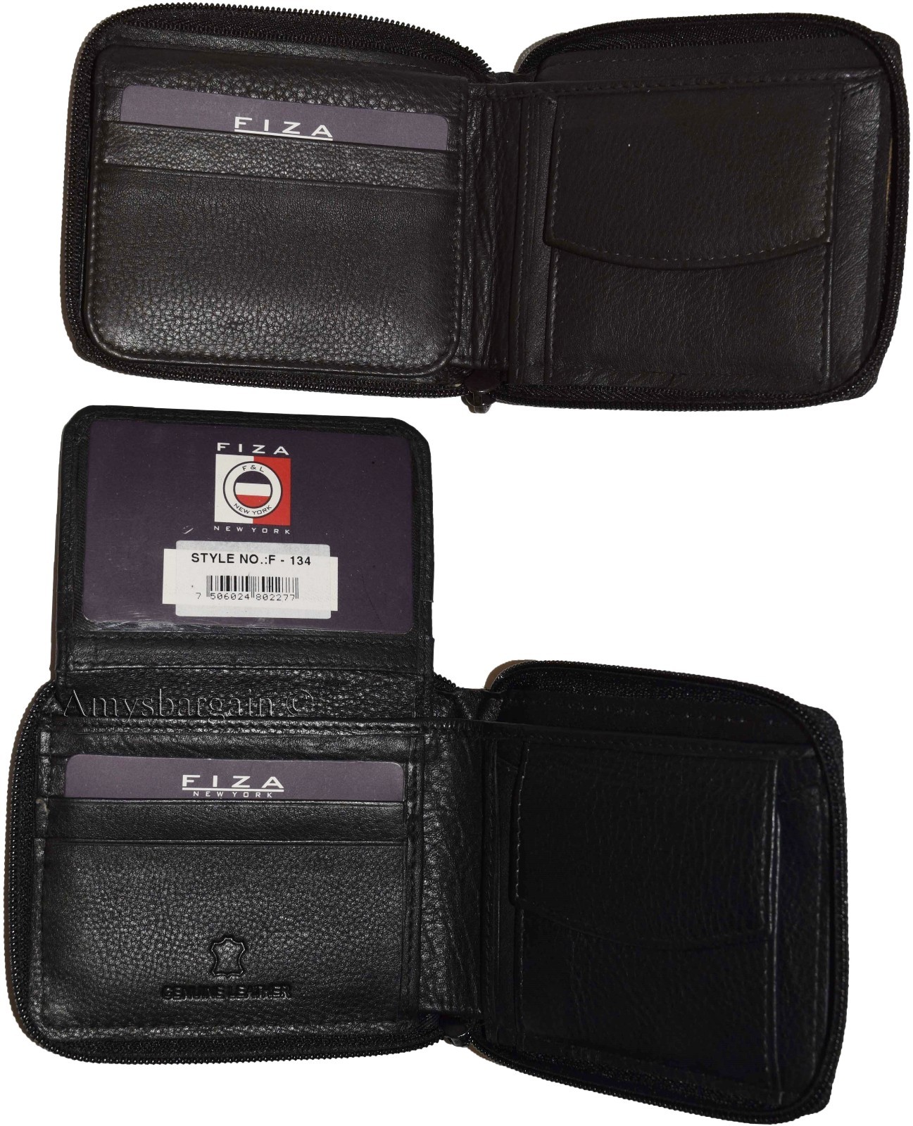 Lot of 4 Zip around FIZA NY leather men's wallet Bi-fold wallet change purse BN - Image 4