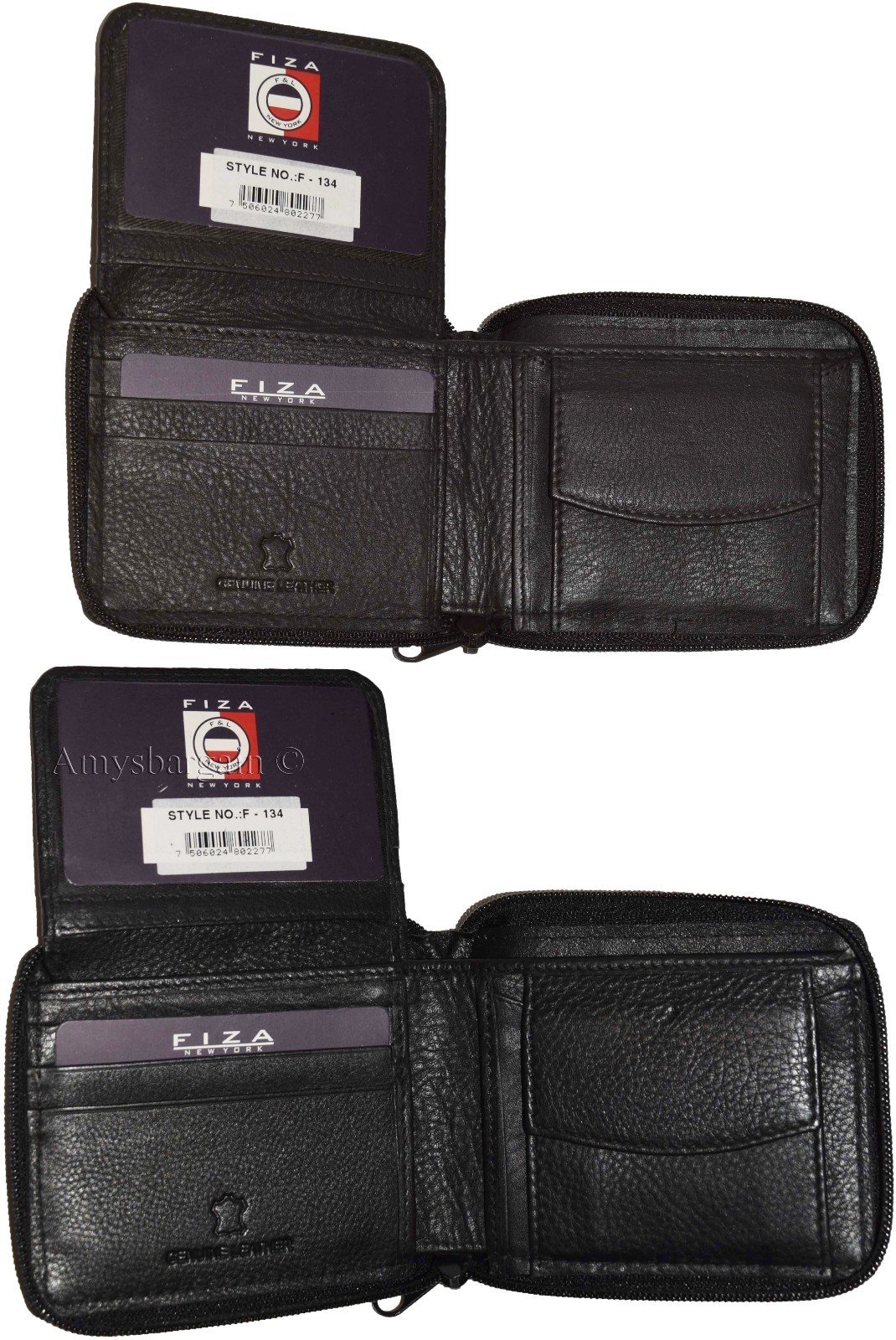Lot of 4 Zip around FIZA NY leather men's wallet Bi-fold wallet change purse BN - Image 6