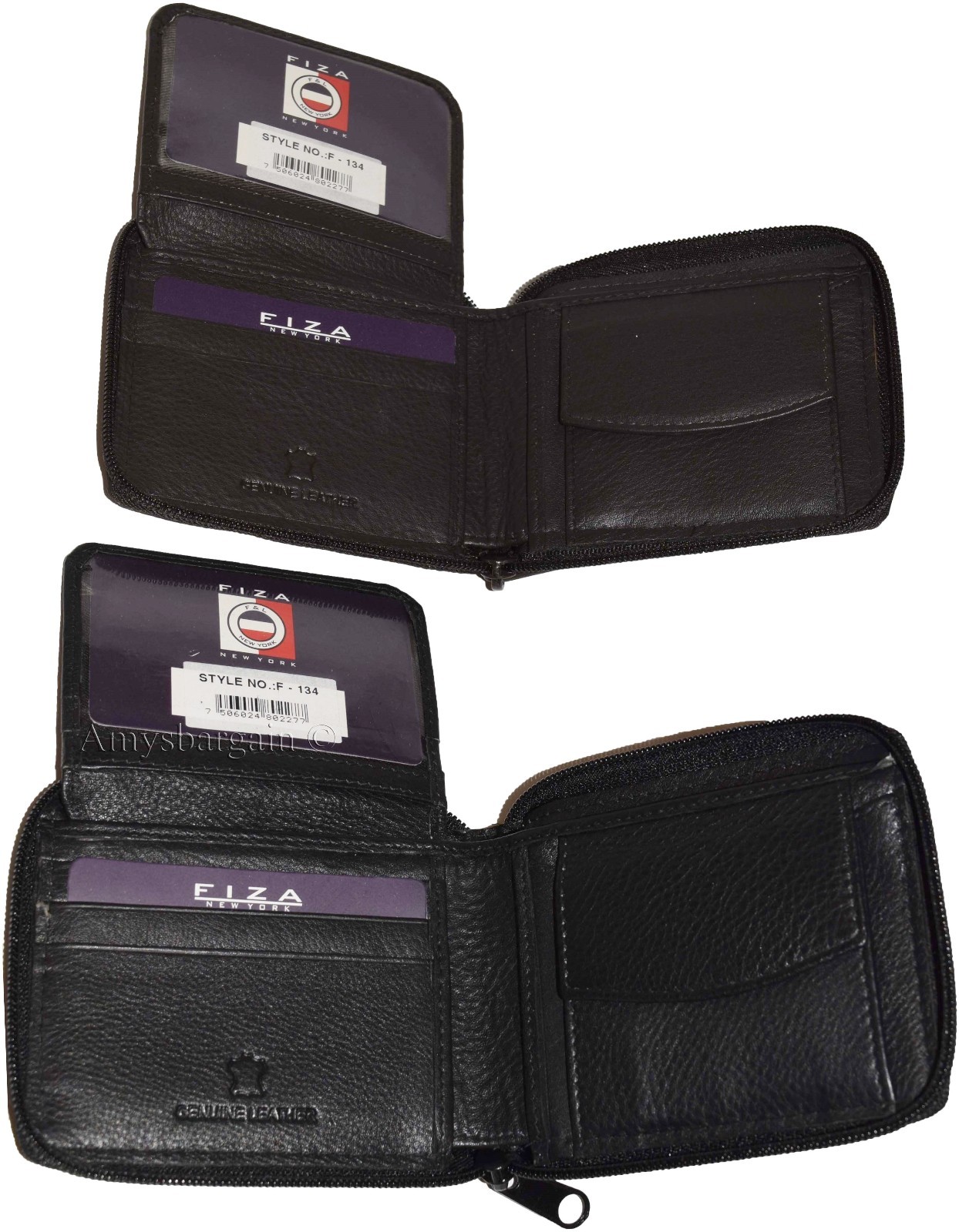 Lot of 4 Zip around FIZA NY leather men's wallet Bi-fold wallet change purse BN - Image 10