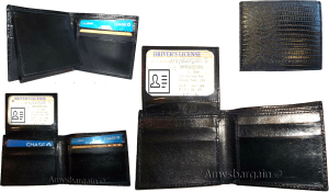 Lot of 5 Man's Black billfold New Lizard Skin Printed Leather wallet 6 cards ID - Image 3
