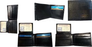 Lot of 5 Man's Black billfold New Lizard Skin Printed Leather wallet 6 cards ID - Image 5