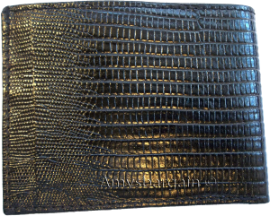 Lot of 5 Man's Black billfold New Lizard Skin Printed Leather wallet 6 cards ID - Image 8