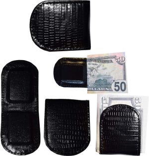 Lot of 5 New Lizard printed leather money clip, Black Unbranded money clip new
