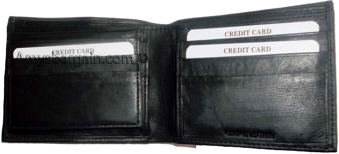 Lot of 5 New Men's Soft Leather Black billfold Wallet 9 Credit ATM Card 2 ID new - Image 4