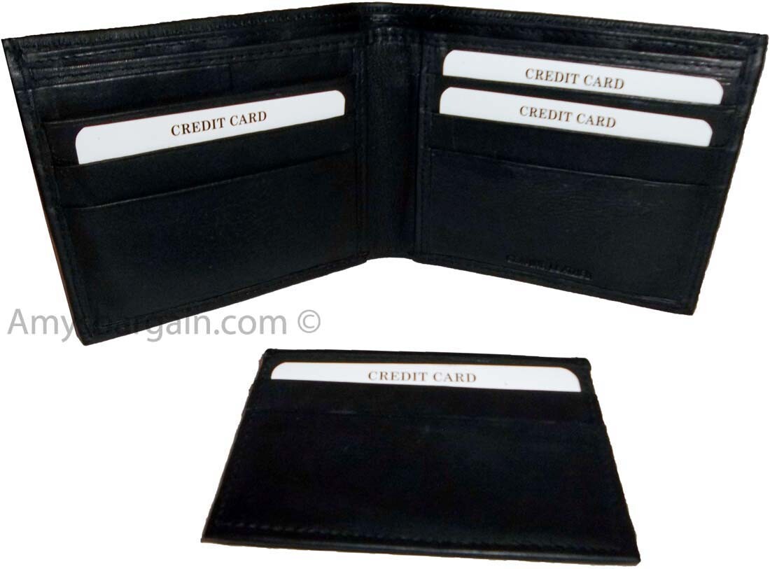 Lot of 5 New Men's Soft Leather Black billfold Wallet 9 Credit ATM Card 2 ID new - Image 10