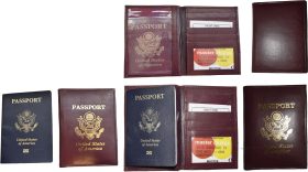 Lot of 5 New lambskin leather Passport cover.Burgundy ID case credit card wallet