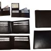 Lot of 6 Men's Bifold Calfskin leather wallet 2 Bill slots 7 card 1 ID Window BN