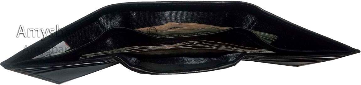 Lot of 6 New Men's Black leather trifold wallet 6 credit cards 2 bill spaces - Image 11