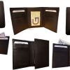 Lot of 6 New Men's Brown leather Trifold wallet 6 credit cards 2 bill slots