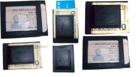 Lot of 6 Unbranded leather money clips, Money clip credit card ID card space new