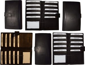 Lot of 6 leather checkbook cover Black credit card ID wallet 19 Cards Brand New