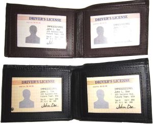 Man's Leather Wallet 9 Card Holder 3 ID windows Billfold Leather wallet