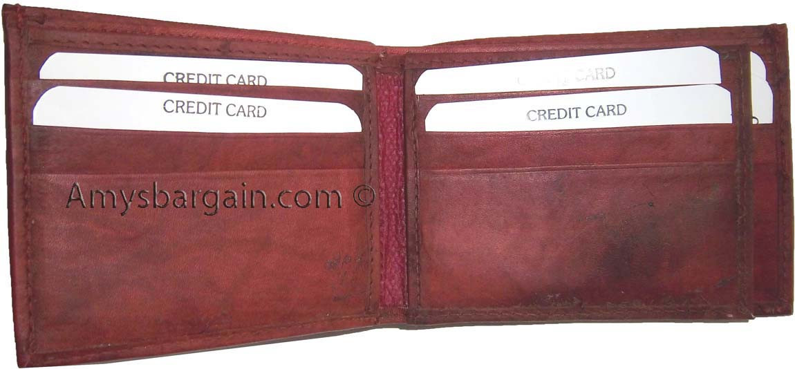 Man's leather Bifold wallet ID case 3 bill pockets wallet 6 Card slot New wallet - Image 5