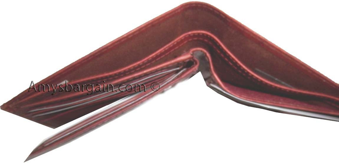 Man's leather Bifold wallet ID case 3 bill pockets wallet 6 Card slot New wallet - Image 7