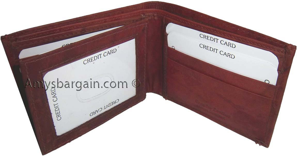 Man's leather Bifold wallet ID case 3 bill pockets wallet 6 Card slot New wallet - Image 9