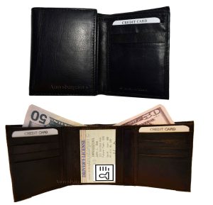 Man's wallet Buff Leather Trifold wallet 1 ID window 9 card 2 bill slots - Image 10