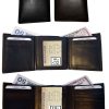 Man's wallet Buff Leather Trifold wallet 1 ID window 9 card 2 bill slots