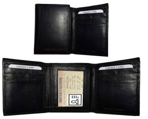 Man's wallet Buff Leather Trifold wallet 1 ID window 9 card 2 bill slots - Image 8