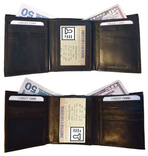 Man's wallet Buff Leather Trifold wallet 1 ID window 9 card 2 bill slots - Image 9