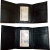 Man’s wallet Trifold Leather transparent window 2 bill spaces 6 cards br new