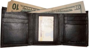 Man’s wallet Trifold Leather transparent window 2 bill spaces 6 cards br new - Image 12