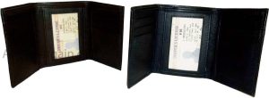 Man’s wallet Trifold Leather transparent window 2 bill spaces 6 cards br new - Image 3