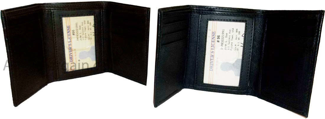 Man’s wallet Trifold Leather transparent window 2 bill spaces 6 cards br new - Image 3