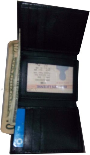 Man’s wallet Trifold Leather transparent window 2 bill spaces 6 cards br new - Image 10
