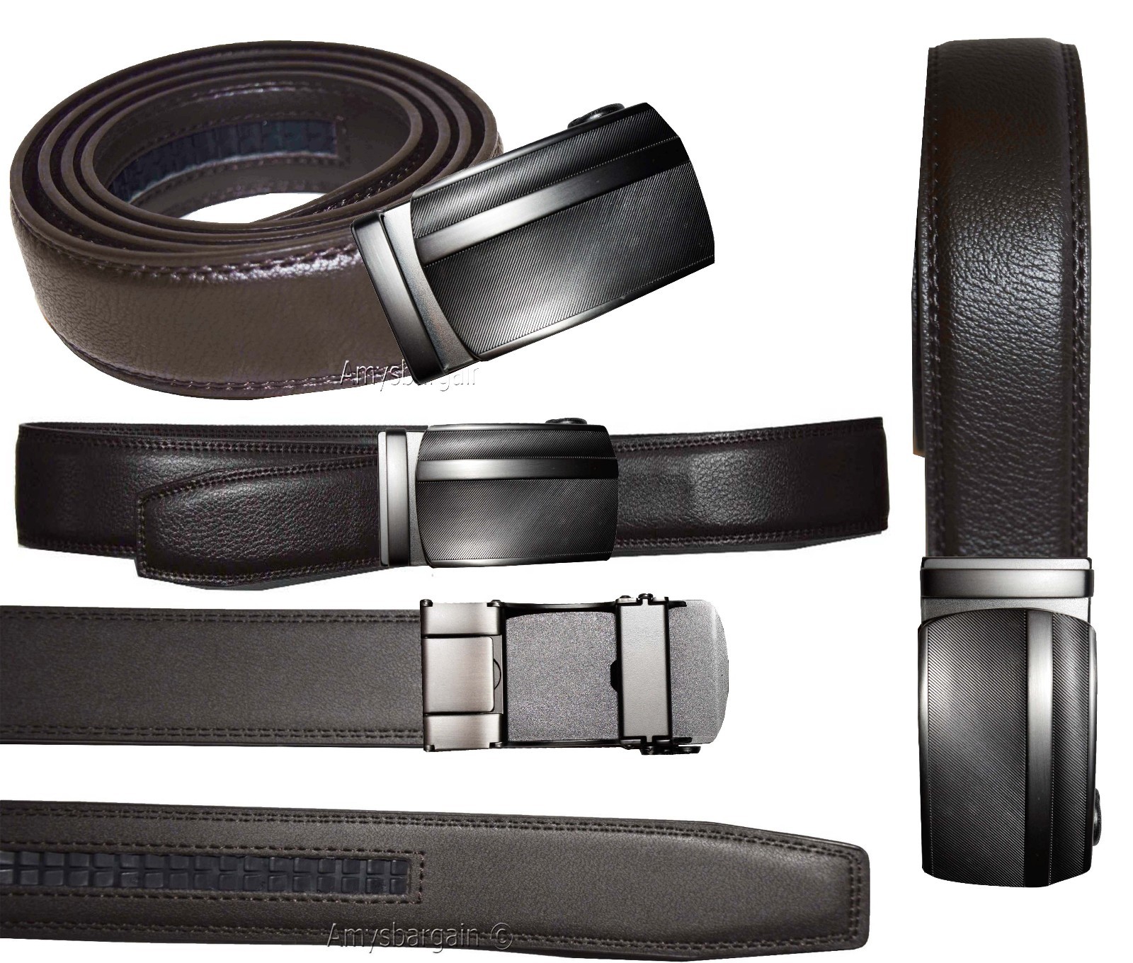 Men’s Belt Genuine leather Automatic track belt Dress casual Fashion belt up 50" - Image 12