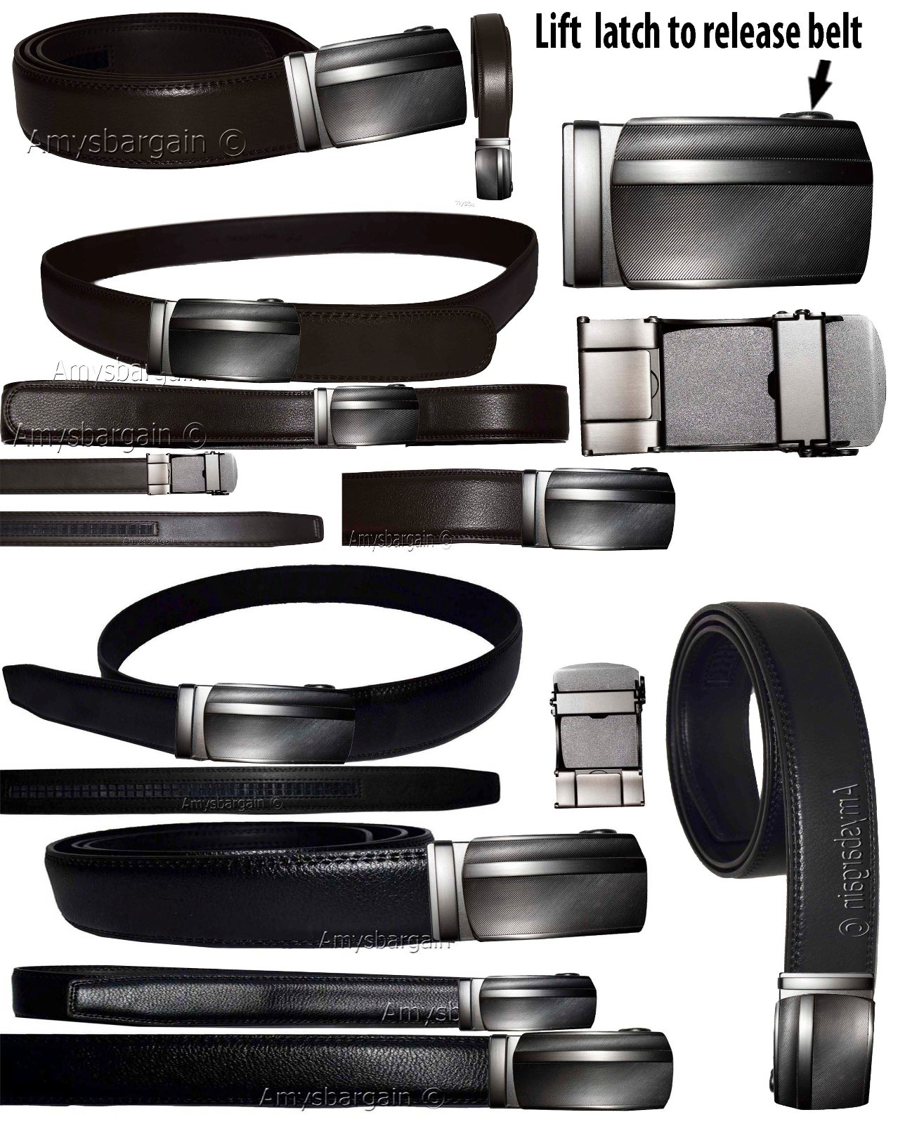 Men’s Belt Genuine leather Automatic track belt Dress casual Fashion belt up 50"