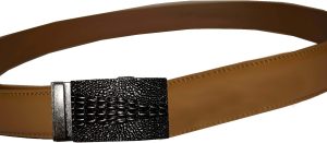Men's Belt. Size 30" Leather Dress Belt. Auto Lock Crocodile Skin Printed Buckle - Image 5