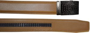 Men's Belt. Size 30" Leather Dress Belt. Auto Lock Crocodile Skin Printed Buckle - Image 9