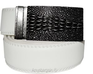 Men's Belt. Size 30" Leather Dress Belt. Auto Lock Crocodile Skin Printed Buckle - Image 3
