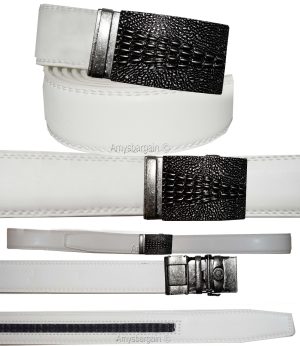 Men's Belt. Size 30" Leather Dress Belt. Auto Lock Crocodile Skin Printed Buckle - Image 9