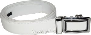 Men’s Belt XL White Leather Automatic lock Dress / Casual belt adjustable belt - Image 14