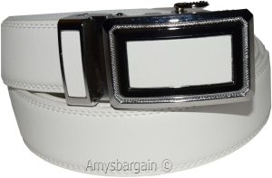 Men’s Belt XL White Leather Automatic lock Dress / Casual belt adjustable belt - Image 15