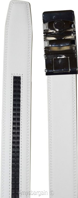 Men’s Belt XL White Leather Automatic lock Dress / Casual belt adjustable belt - Image 10