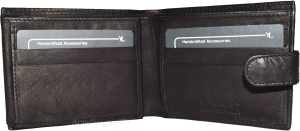 Men's Bi-fold Leather Wallet 9 Card spaces ID window Black Billfold Wallet bnwt - Image 3