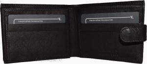 Men's Bi-fold Leather Wallet 9 Card spaces ID window Black Billfold Wallet bnwt - Image 7