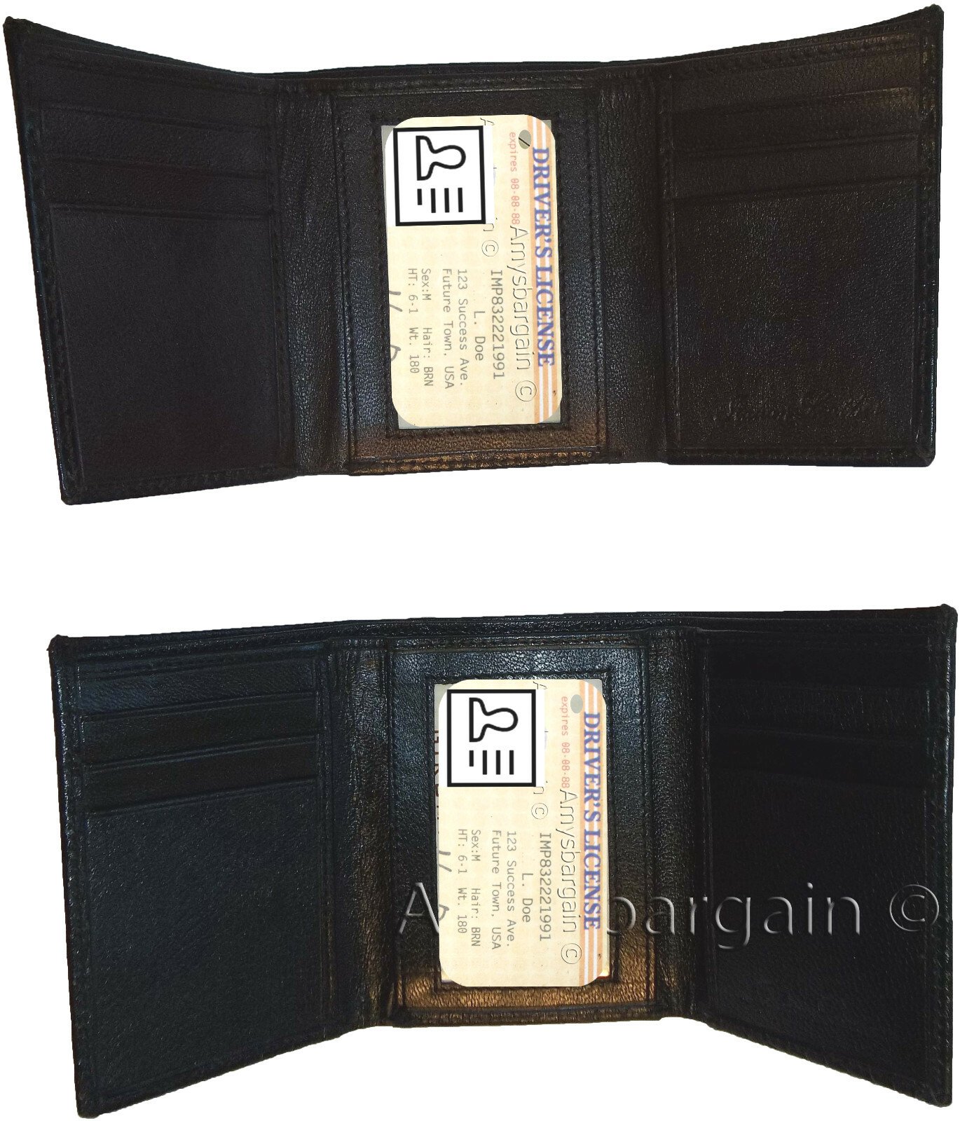 Men's Crocodile skin Printed Leather Wallet Trifold wallet ID 9 card 2 bill slot - Image 12