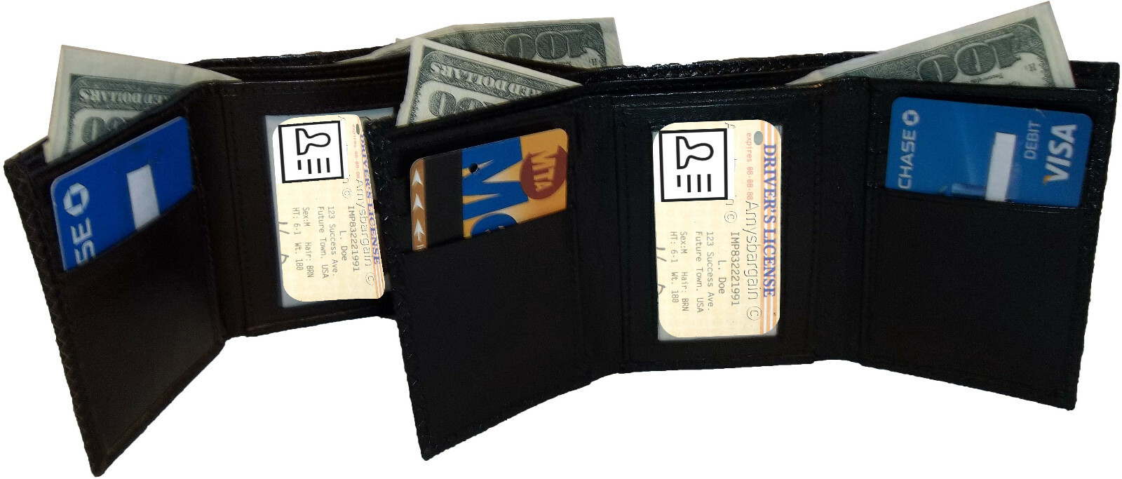 Men's Crocodile skin Printed Leather Wallet Trifold wallet ID 9 card 2 bill slot - Image 3