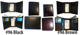 Men's Crocodile skin Printed Leather Wallet Trifold wallet ID 9 card 2 bill slot