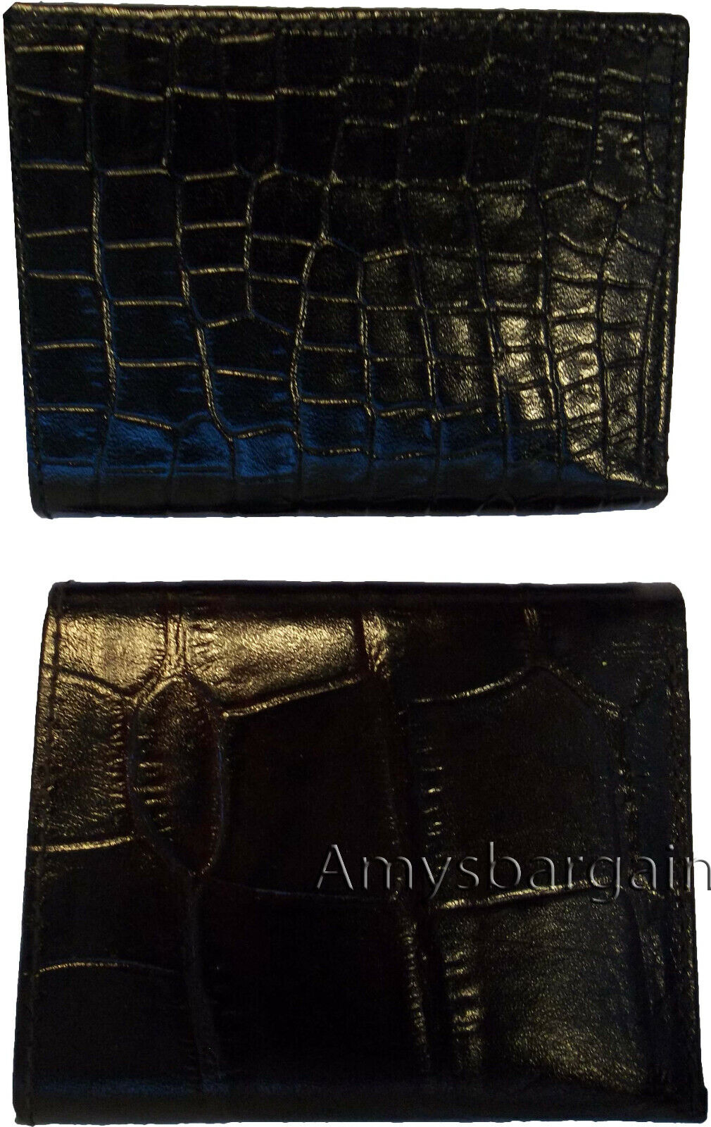 Men's Crocodile skin Printed Leather Wallet Trifold wallet ID 9 card 2 bill slot - Image 8
