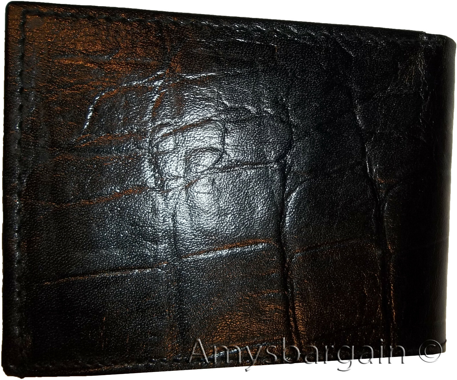 Men's Crocodile skin printed leather man's bi-fold wallet 9 card+ID BR New Style - Image 5