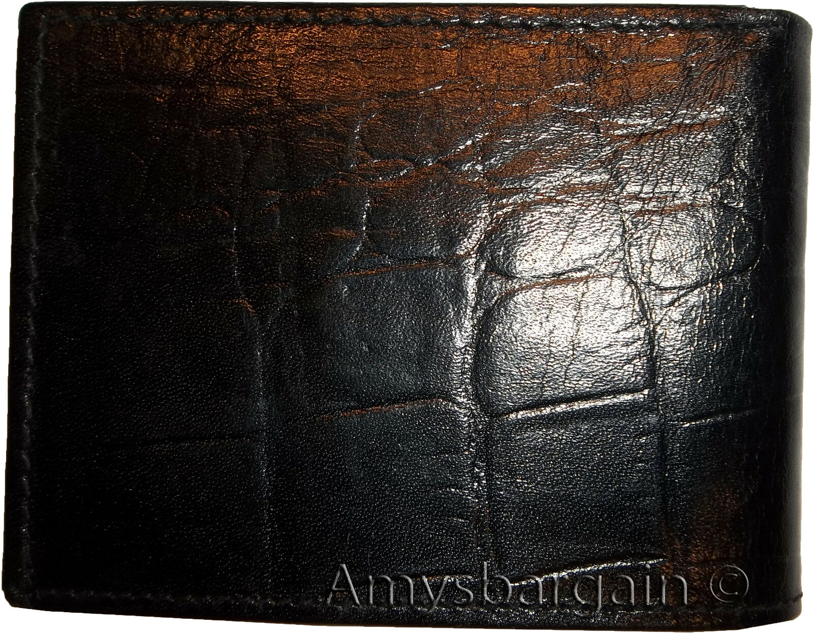 Men's Crocodile skin printed leather man's bi-fold wallet 9 card+ID BR New Style - Image 9