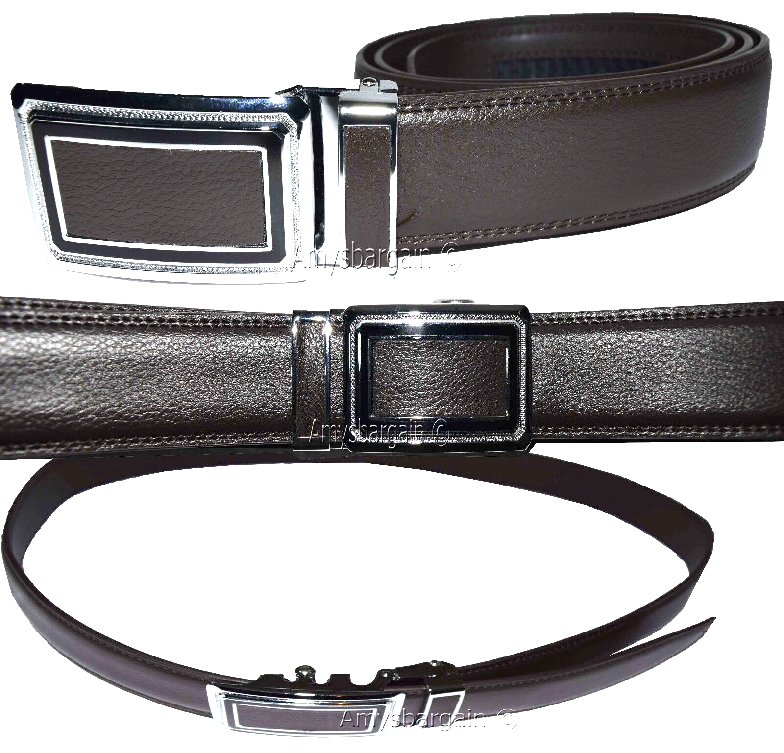 Men's Leather Dress Belt. Automatic Lock belt buckle, Men's Quick lock belt 50" - Image 11