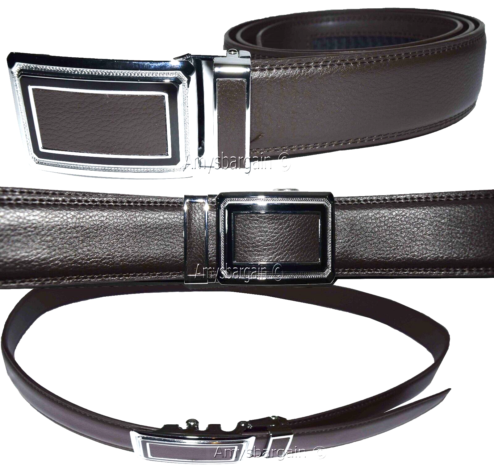 Men's Leather Dress Belt. Automatic Lock belt buckle, Men's Quick lock belt 50" - Image 10