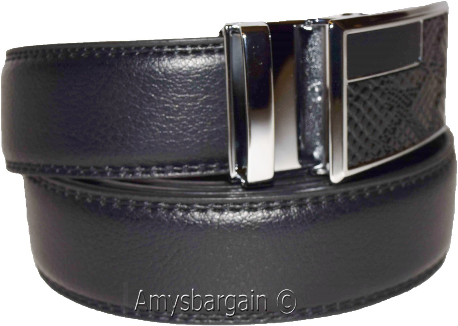 Men's Leather Dress Belt (XL) Auto Lock belt, Men's Black Quick lock belt S7867S - Image 5